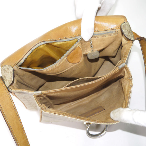 OLD CELINE マカダム柄×ガンチーニ金具ショルダーバッグ（ベージュ）