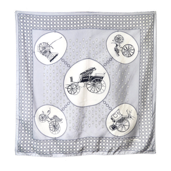 OLD CELINE　馬車柄 大判スカーフ（ライトグレー）