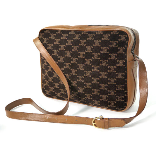 OLD CELINE ブラゾン柄スクエアショルダー（スエード・茶）