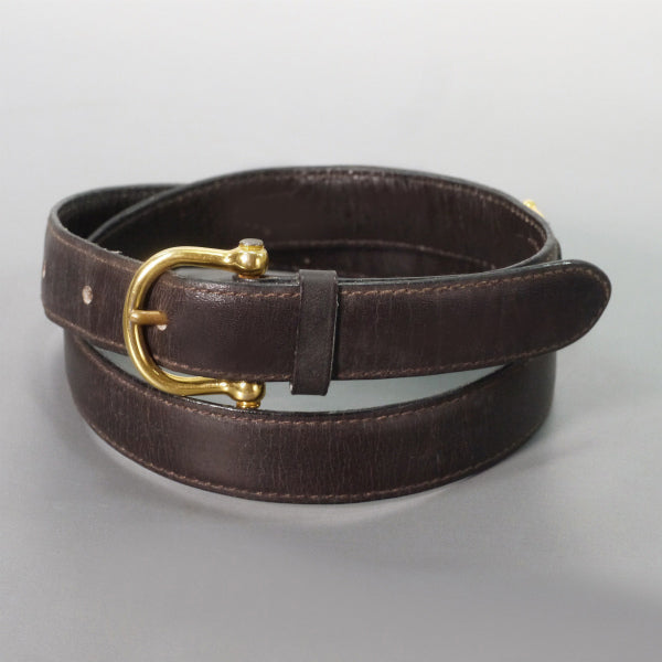 OLD CELINE 馬車金具レザーウエスト細ベルト（濃茶）