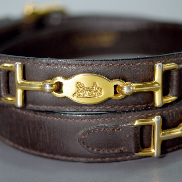 OLD CELINE 馬車金具レザーウエスト細ベルト（濃茶）