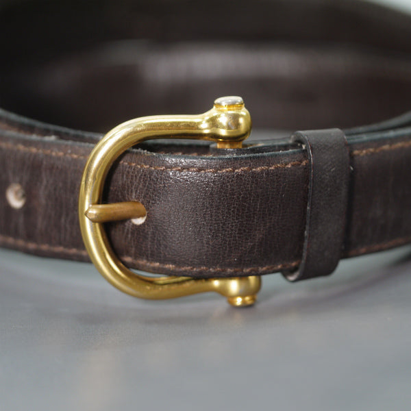 OLD CELINE 馬車金具レザーウエスト細ベルト（濃茶）