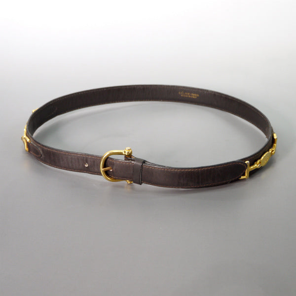 OLD CELINE 馬車金具レザーウエスト細ベルト（濃茶）