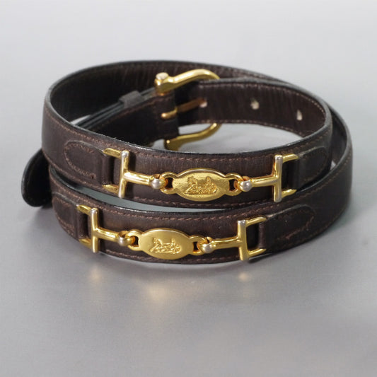 OLD CELINE 馬車金具レザーウエスト細ベルト（濃茶）