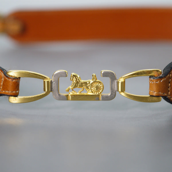 OLD CELINE 馬車金具レザーウエスト細ベルト（キャメル）