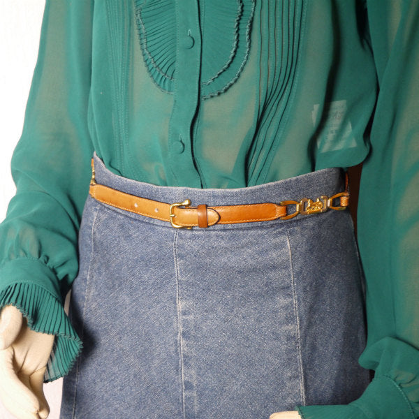 OLD CELINE 馬車金具レザーウエスト細ベルト（キャメル）