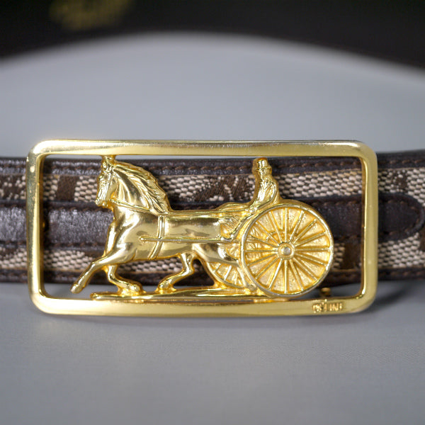 OLD CELINE 馬車柄ジャガード ウエストベルト（茶）