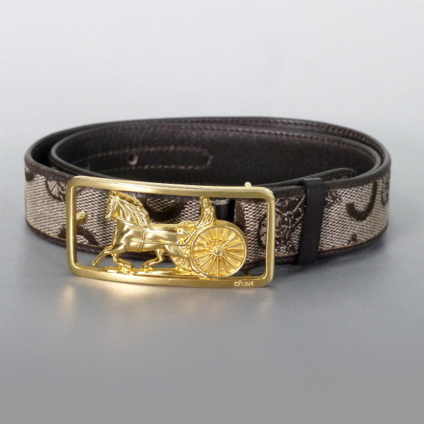 OLD CELINE 馬車柄ジャガード ウエストベルト（茶）