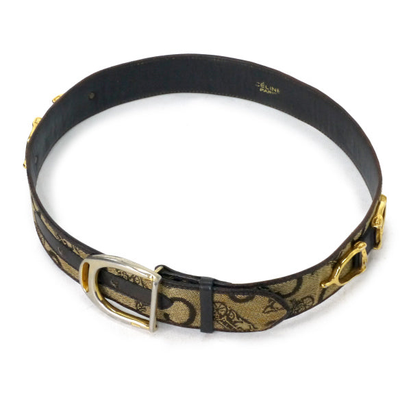 OLD CELINE  馬車柄ジャガードビット金具ベルト（茶）