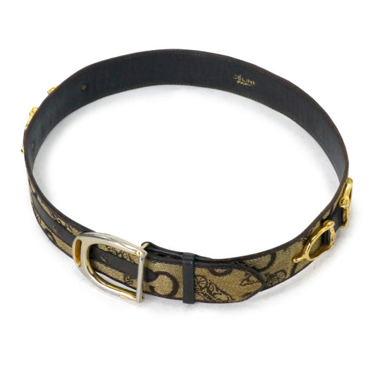 OLD CELINE  馬車柄ジャガードビット金具ベルト（茶）