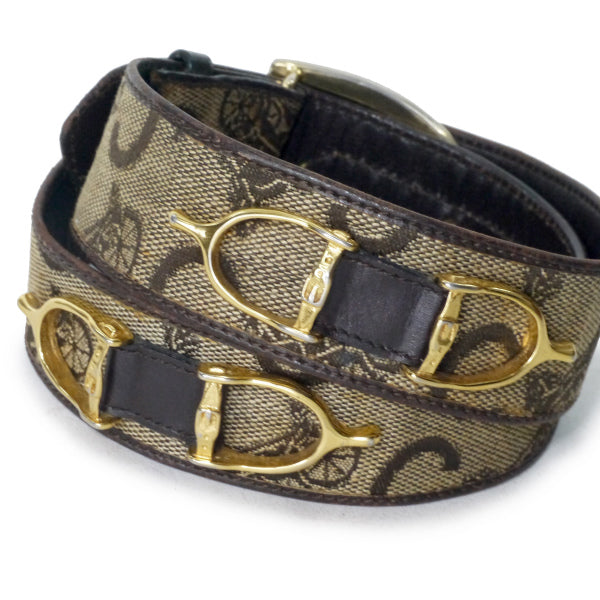 OLD CELINE  馬車柄ジャガードビット金具ベルト（茶）