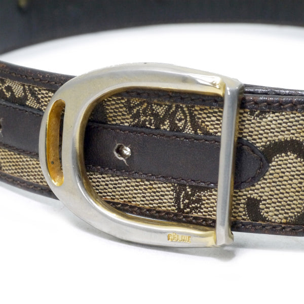 OLD CELINE  馬車柄ジャガードビット金具ベルト（茶）
