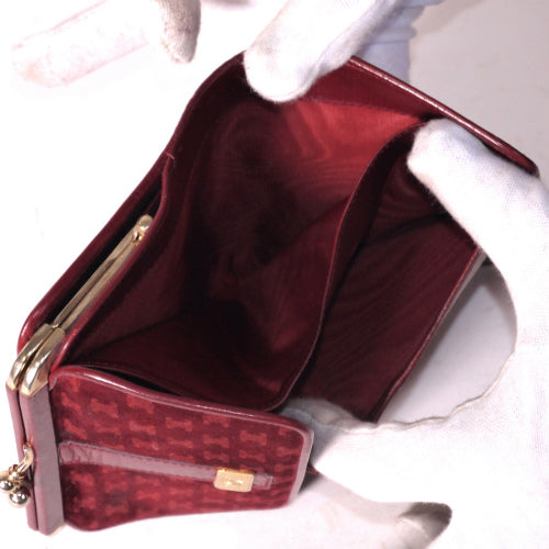 Old Celine　マカダム柄スエード財布（赤）