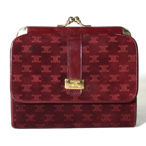 Old Celine　マカダム柄スエード財布（赤）