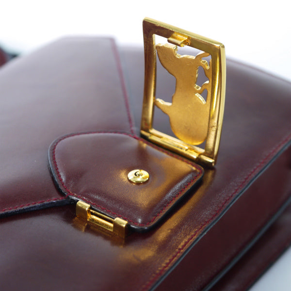 OLD CELINE 馬車金具2WAYショルダーバッグ（ボルドー/総革）