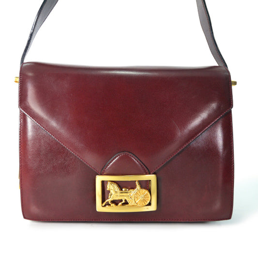 OLD CELINE 馬車金具2WAYショルダーバッグ（ボルドー/総革）