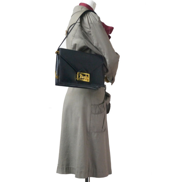 OLD CELINE 馬車金具2WAYショルダーバッグ（黒/総革）