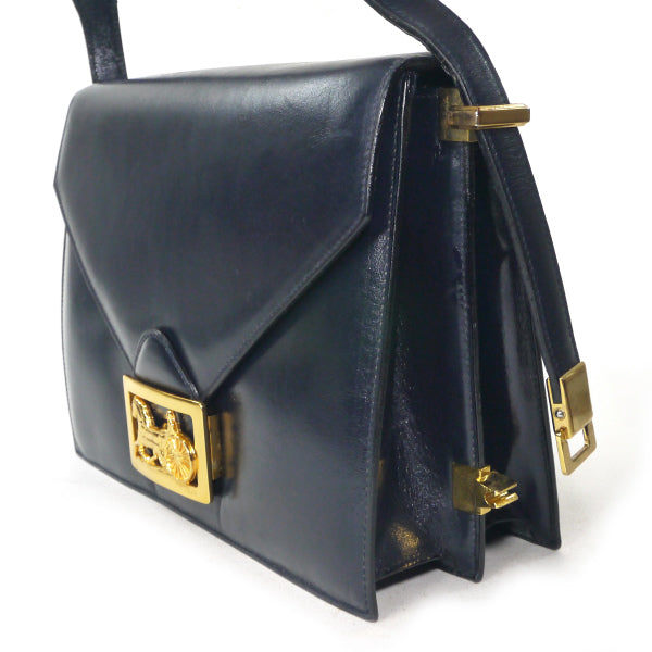 OLD CELINE 馬車金具2WAYショルダーバッグ（黒/総革）