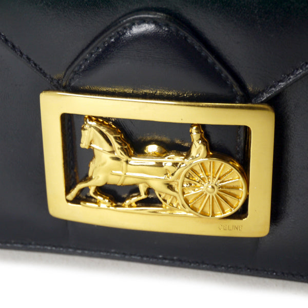 OLD CELINE 馬車金具2WAYショルダーバッグ（黒/総革）