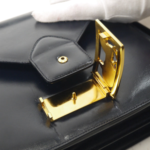 OLD CELINE 馬車金具2WAYショルダーバッグ（黒/総革）