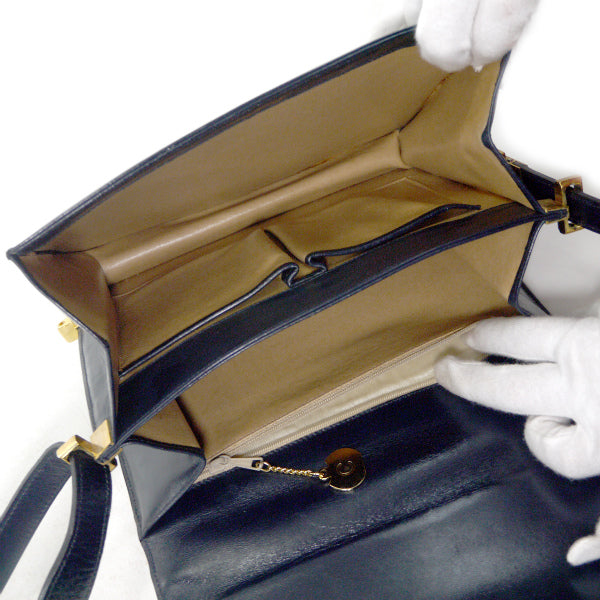 OLD CELINE 馬車金具2WAYショルダーバッグ（黒/総革）