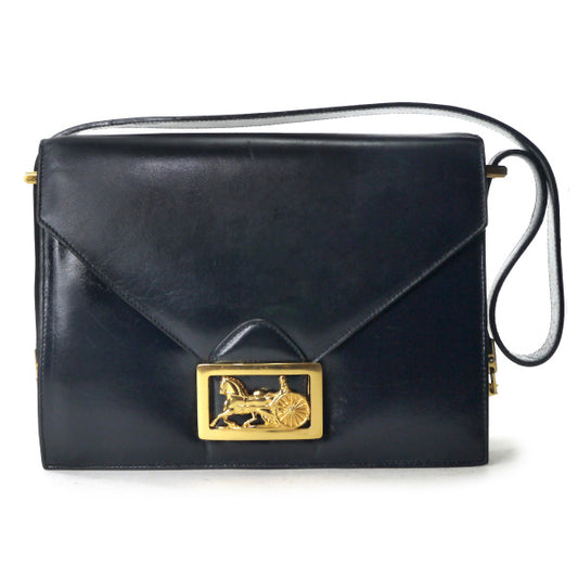 OLD CELINE 馬車金具2WAYショルダーバッグ（黒/総革）
