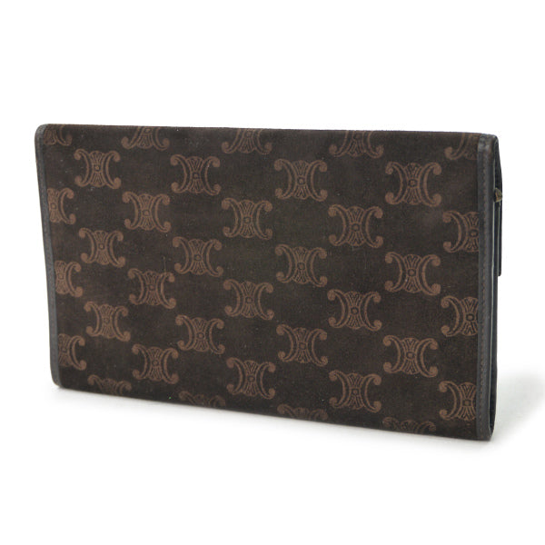 OLD CELINE　マカダム柄スエード長財布（濃茶）