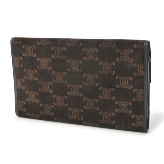 OLD CELINE　マカダム柄スエード長財布（濃茶）