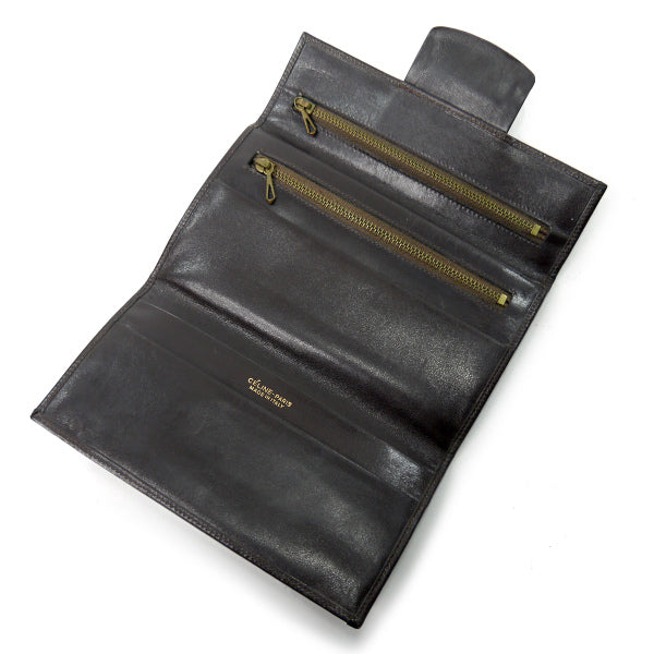 OLD CELINE　マカダム柄スエード長財布（濃茶）