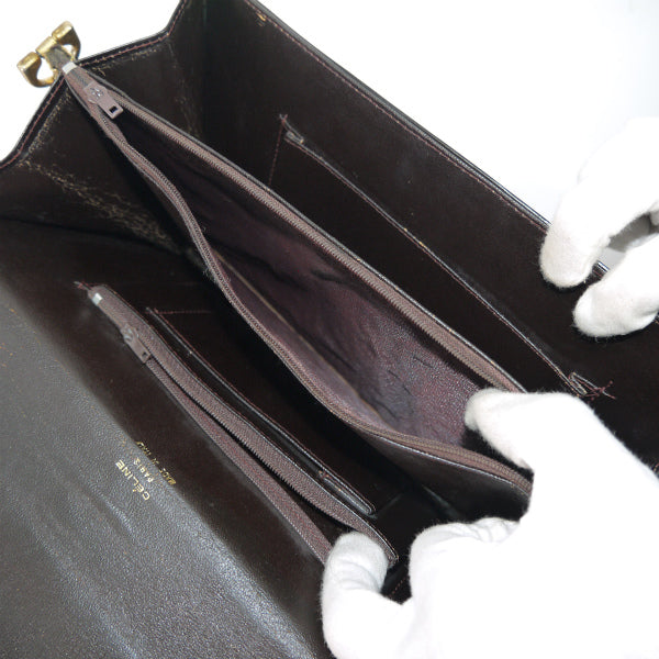 OLD CELINE 馬車金具ロゴ型押しチェーンショルダー（濃茶）