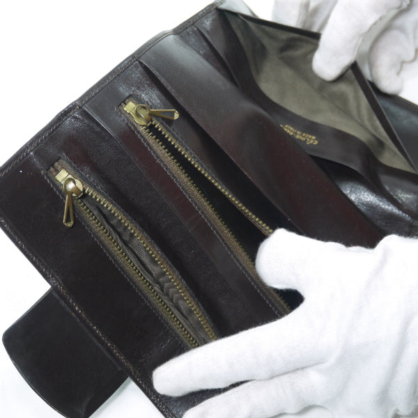 OLD CELINE　マカダム柄スエード長財布（濃茶）