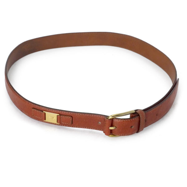 OLD CELINE  シュリンクレザーロゴ金具ベルト（茶）