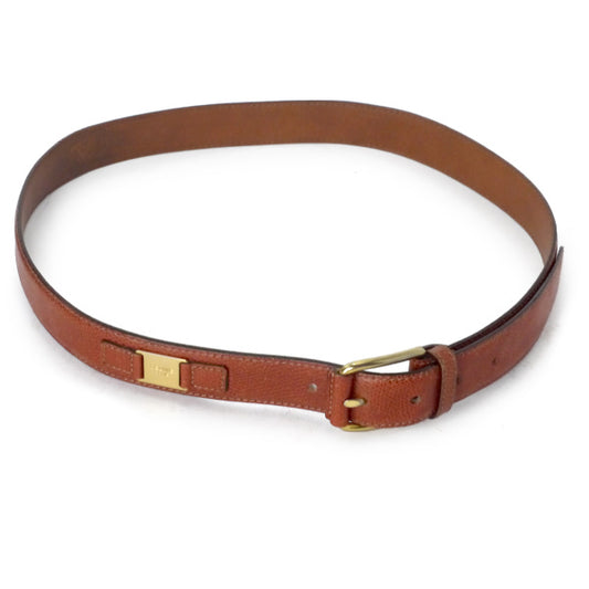 OLD CELINE  シュリンクレザーロゴ金具ベルト（茶）