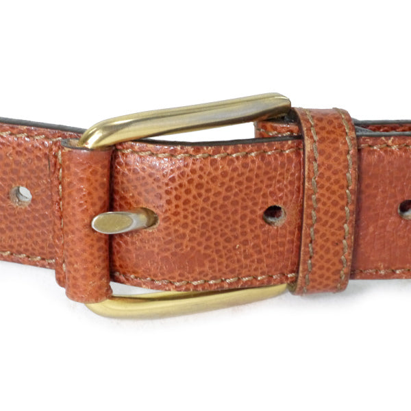 OLD CELINE  シュリンクレザーロゴ金具ベルト（茶）