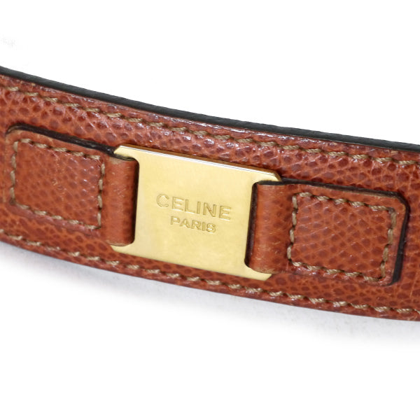 OLD CELINE  シュリンクレザーロゴ金具ベルト（茶）