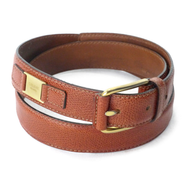 OLD CELINE  シュリンクレザーロゴ金具ベルト（茶）