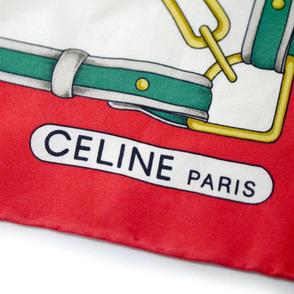 OLD CELINE　 乗馬 大判シルクスカーフ（赤系）