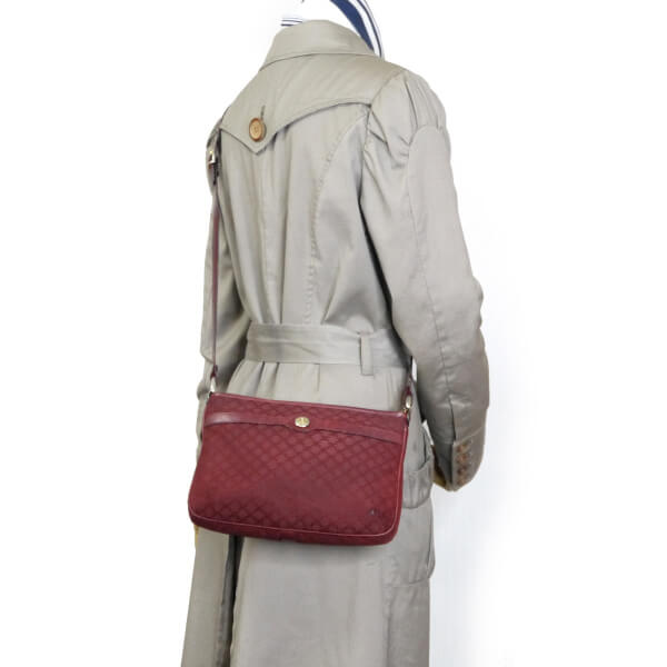OLD CELINE　＜訳あり＞マカダム柄キャンバスショルダー（ボルドー）