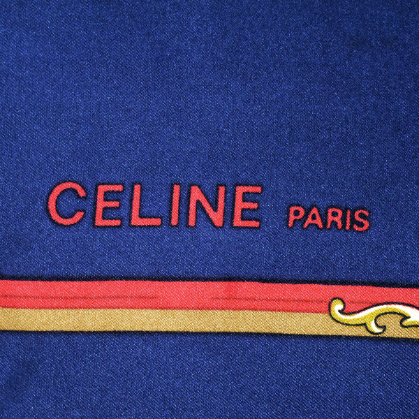 OLD CELINE　馬車柄 大判シルクスカーフ（紺系）
