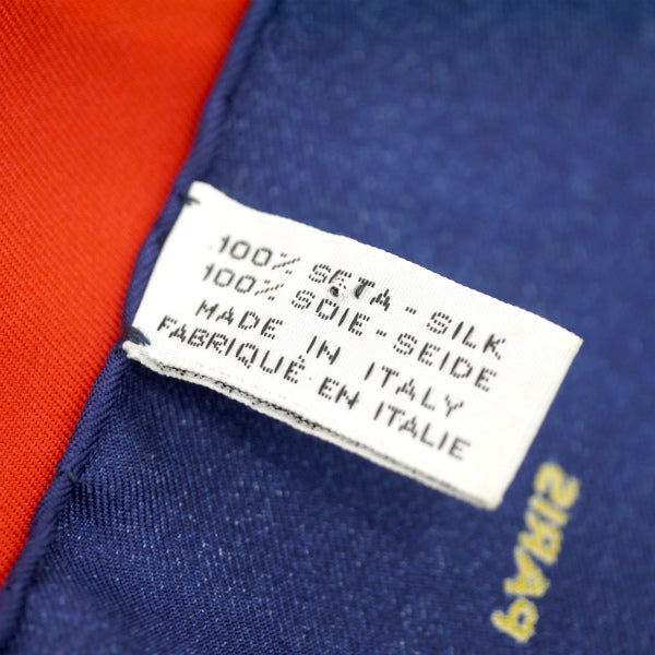 OLD CELINE　ベルト柄 大判シルクスカーフ（紺/赤系）