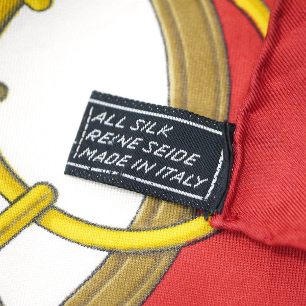 OLD CELINE　馬&ホースビット柄シルク大判スカーフ（赤系）