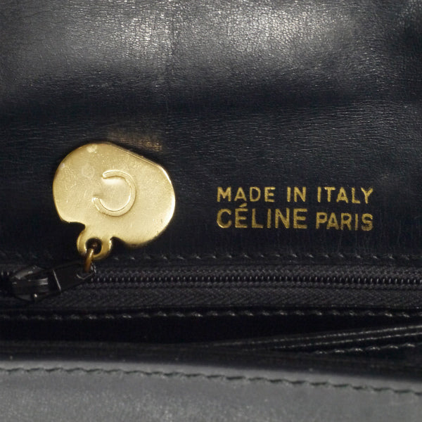 OLD CELINE 馬車金具3層式ショルダーバッグ（濃紺/総革）