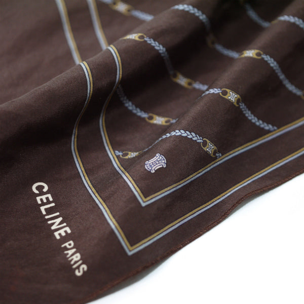 OLD CELINE　マカダムチェーン柄 シルクストール（茶系）