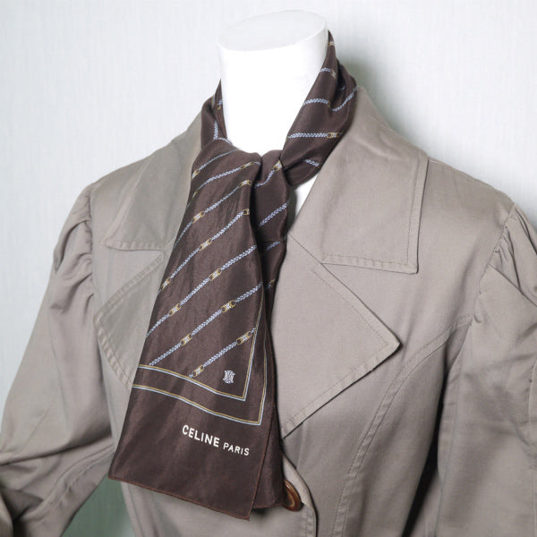 OLD CELINE　マカダムチェーン柄 シルクストール（茶系）