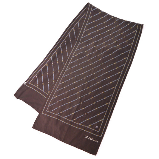 OLD CELINE　マカダムチェーン柄 シルクストール（茶系）