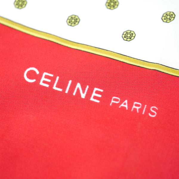 OLD CELINE　ドットベルト柄シルクロングスカーフ（赤系）