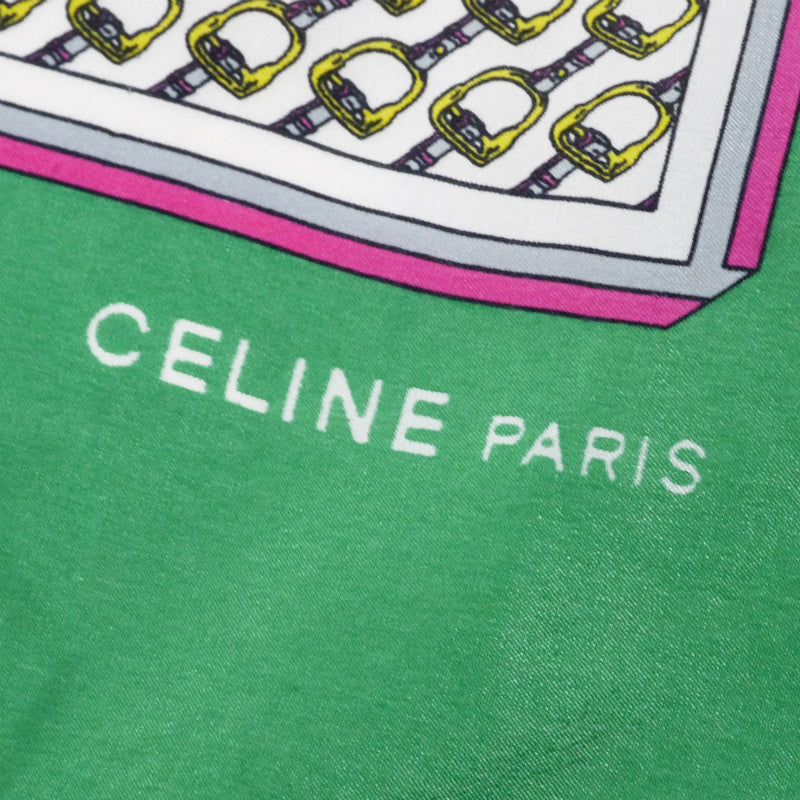 OLD CELINE　ホースビット柄シルクロングスカーフ（緑系）