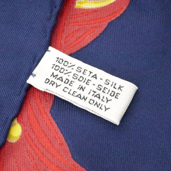 OLD CELINE　フリンジ柄大判シルクスカーフ（紺系）