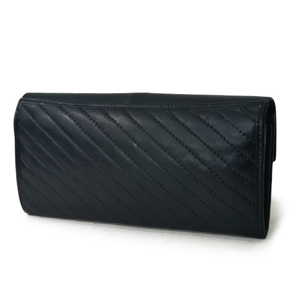 OLD CELINE 斜めステッチレザー長財布（黒）