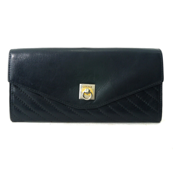 OLD CELINE 斜めステッチレザー長財布（黒）